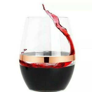 12pcs Rose Gold Rim Plastic Wine Glasses- 10oz Dis